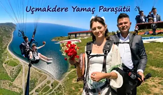 Gelinlik ve Damatlıkla Gökyüzünde: Nikah Sonrası Yamaç Paraşütü ile Evliliğe Uçarak Başladık | Uçmakdere Yamaç Paraşütü